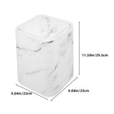 Marble Trash Can White Plastic Elegant for Home Bathrooms V1192-AZ-W-30638