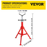 VEVOR V Head Pipe Stand Adjustable Height 28-52 Inch, Pipe Jack Stands 2500 LB. Capacity,Folding V952-GJ1107GJ000000001V0