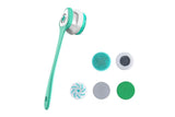 Electric Body Brush for Back with 5 Interchangeable Heads Long Handle for Spa Shower - Green V1263-JX-6500
