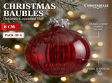 Christabelle 6 Red Glass Christmas Baubles Jewelled Top 8cm Xmas Tree Decorations Hanging Ornam 112_YAN411