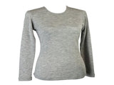 Ladies Soft Pure Wool Knit Long Sleeve Top Womens T Shirt Winter Base Layer - Made in Australia V563-6550-GREYMARLE-L