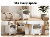 Artiss Bedside Table Storage Drawer Shelf Pine Wood Legs White FUR-S-BS-06-WH