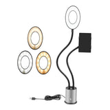 Phone Stand Holder with Selfie Light, White Metal Adjustable Desk Lamp, 1 Set V1369-AZ3-W-13450
