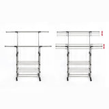 Heavy Duty Commercial Garment Rack Double Bar Rolling Collapsible Clothing Shelf V63-841681