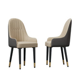 High-End Dining Chairs Set of 2 Faux Leather Upholstered Kitchen Chairs Two-Tone Design, Creamy V767-JJ-XD1178-BH2-V1