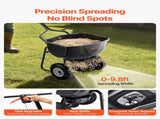 Walk Behind Spreader, 60LBS Capacity, Push Spreader with Hopper Grate, 0-9.8 ft Spreading Width, 8 V952-TCSBJ60LBSPZF8R6S001V0