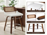 Artiss Wooden Bar Stools Set of 4 Swivel Kitchen Counter Stool Chair 60cm Seat Height BA-B-0369-RAT-WHX4