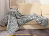 Grey Luxurious Paisley Jacquard Throw Blanket - Soft Wool Blend with Tassels, 120x150cm, Lightweight V888-ELOSUNG27668