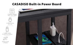 Casadiso Mintaka Pro: E-Shaped Sofa Side Table with Built-in Power Board, Black V384-ORION7PBL