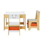 Keezi 3PCS Kids Table and Chairs Set Activity Desk Chalkboard Toys Storage Box FURNI-G-KTC-WH-NT