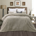 Jane Barrington Arna Natural 3 Pcs Channel Faux Bunny Fur Comforter Set King V442-IDC-COMFORTER-ARNA-NATURAL-KI