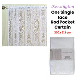 Yours to Love One Kensington White Lace Rod Pocket Curtain 300 x 213 cm V442-JTC-CURTAIN-KENSINGTON-WHITE-RE