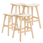 4X Wooden Bar Stool Padded Fabric Dining Chair KANSO 65cm BEIGE V274-FT-BSWO-AM552P-WD4