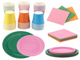 220PCS Rainbow Party Tableware, Colorful Neon Party Supplies, Disposable Dinnerware Kit, Includes V1192-AZ-W-18278