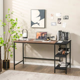 1.4m Computer Table Desk Book Storage Student Study Home Office Workstation Vintage Oak Finish V255-SIDEBOOKDESK-1.4