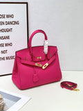 2025- Euro-american Elegant Crocodile Leather Handbag Bag - Birkin 30,deep Pink,palladium Hardware V1192-D69