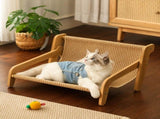 53.5 x 46 x 28 CM Large Cat Scratcher Sofa Bed with Wooden Elevated Base - Soft Sisal Breathable V888-ELOSUNG55081