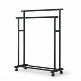 CARLA HOME Double Rod Clothes Rack with Wheels, Metal, Portable Wardrobe Rack LSB-36543