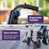 EQUIPMED Electric Wheelchair Folding, Long Range, Airline Approved, Lithium Battery, 24" Light Rear V219-HELWLCEQPKB2A