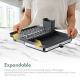 GOMINIMO Expandable Dish Drying Rack with Removable Cutlery Drainer and Utensils Holder V227-3720262032990