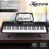 Karrera 61-Key Electronic Piano Keyboard with LED and Folding Stand in Black CHJ-SD1 EKB-CHJ-SD1-BK