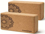 Natural Cork Yoga Blocks 2 Pcs High-Density, Non-Slip Yoga Blocks for Balance, Strength & V1181-AGYOGABLOCK