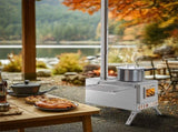 Stainless Steel Wood Burning Stove 1 Burner Camping BBQ with Chimney V178-66978