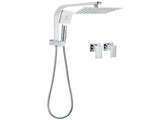 WELS Chrome Square Dual Rain Shower 8" Head 3 Mode Handheld Diverter Wall Arm Twin Taps Set V1233-HS002M4CKSS108A702CPF0272A