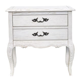 Alice 2pc Set Bedside 2 Drawers Storage Cabinet Side End Table Distressed White V315-VHNB-FLEU-03-2PC-KIT