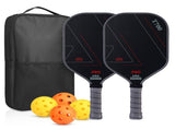Grey and Black T700 Carbon Fiber Pickleball Paddle Set - 16mm Textured Matte Finish with Oxford V888-ELOSUNG47350