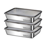 Stainless Steel Food Containers, With Clear Lids, Stackable Snack Storage Boxes, Deli Meat Keeper V1366-AZ2-W-12482