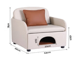 Artiss Armchair PU Leather Pet Accent Lounge Chair Cushion Beige UPHO-J-ARM-PU-BG