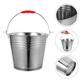Plated Silver Stainless Steel Bucket with Handle Thick Heavy Bottom Rust Proof Water Container V1366-AZ2-W-12110