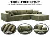 Sarantino Soffia 2.75m Green Corduroy Corner Sofa with Chaise L-Shape Sectional Couch 3 Seater SOFA-MFL-337-GN