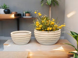 Set 2 Nested Ribbed Textured Planters 28cm, 21cm V637-91240PLN