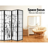 Artiss 4 Panel Room Divider Screen 174x179cm Bamboo Black White RD-5019-4P-BK