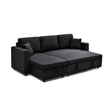 Multifunctional Sofa Bed Fabric Upholstery Chaise Section Comfy Cushions Armrests V43-SOF-SWK-BL