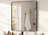 Yezi Rectangle Wall Mirror 75x50cm Bathroom Wall Mounted Vanity Mirror Home Decor DECO1048-BK-75X50-AU