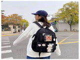 Kawaii Backpack, Cute Bookbags With Kawaii Pin And Accessories black cute kawaii backpack -- V1370-AZ4-06613