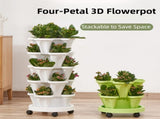 Pink 3-Tier Stackable Strawberry & Vegetable Planter with Mobile Wheel Tray - Space-Saving Vertical V888-ELOSUNG42021