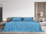 Dreamz 4pcs King Size 100% Bamboo Bed Sheet Set in Blue Colour BED1016-K-BL