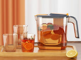 Refrigerator Cold Water Bottle, 6.10x9.05in Iced Beverage Dispenser with 4 Cups, Space Saving Slim V1370-AZ4-09004