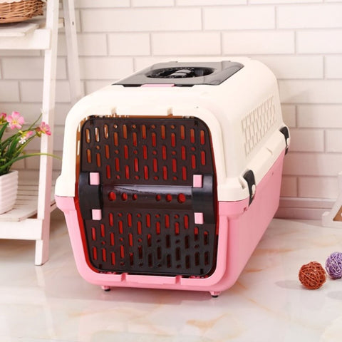 YES4PETS Medium Dog Cat Crate Pet Rabbit Carrier Travel Cage With Tray & Window Pink V278-BP271-M-CAGE-PINK