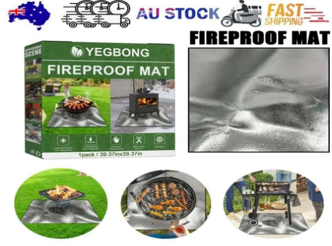 Yegbong Fireproof Mat, Outdoor Lawn Terrace Barbecue Fireproof Silver Rectangular Protective Mat V201-W13188448