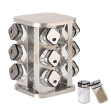 CARLA HOME Rotating Spice Rack Organizer with 20 Glass Jars for Kitchen Countertop V178-36146