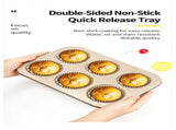 Non-Stick Muffin Baking Pan, Household Oven Cake Bread Mould, Gold 12-Cup Baking Tray, Set Of 2, V1221-XM-LB2849-GM116