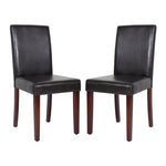 2x Wooden Frame Brown Leatherette Dining Chairs with Solid Pine Legs V43-DC-MON-BRN