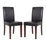 2x Wooden Frame Brown Leatherette Dining Chairs with Solid Pine Legs V43-DC-MON-BRN