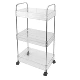 Kitchen Storage Rack Multifunctional 3 Tier Mobile Storage Cart for Bathroom Laundry Room Narrow V1294-YM0710-3112230072111