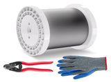 Wire Rope Kit, 3.18 mm 305 m 316 Stainless Steel Cable with Cutter and Gloves, 7.1KN Breaking V952-BXGGSSBXG3163WG03V0